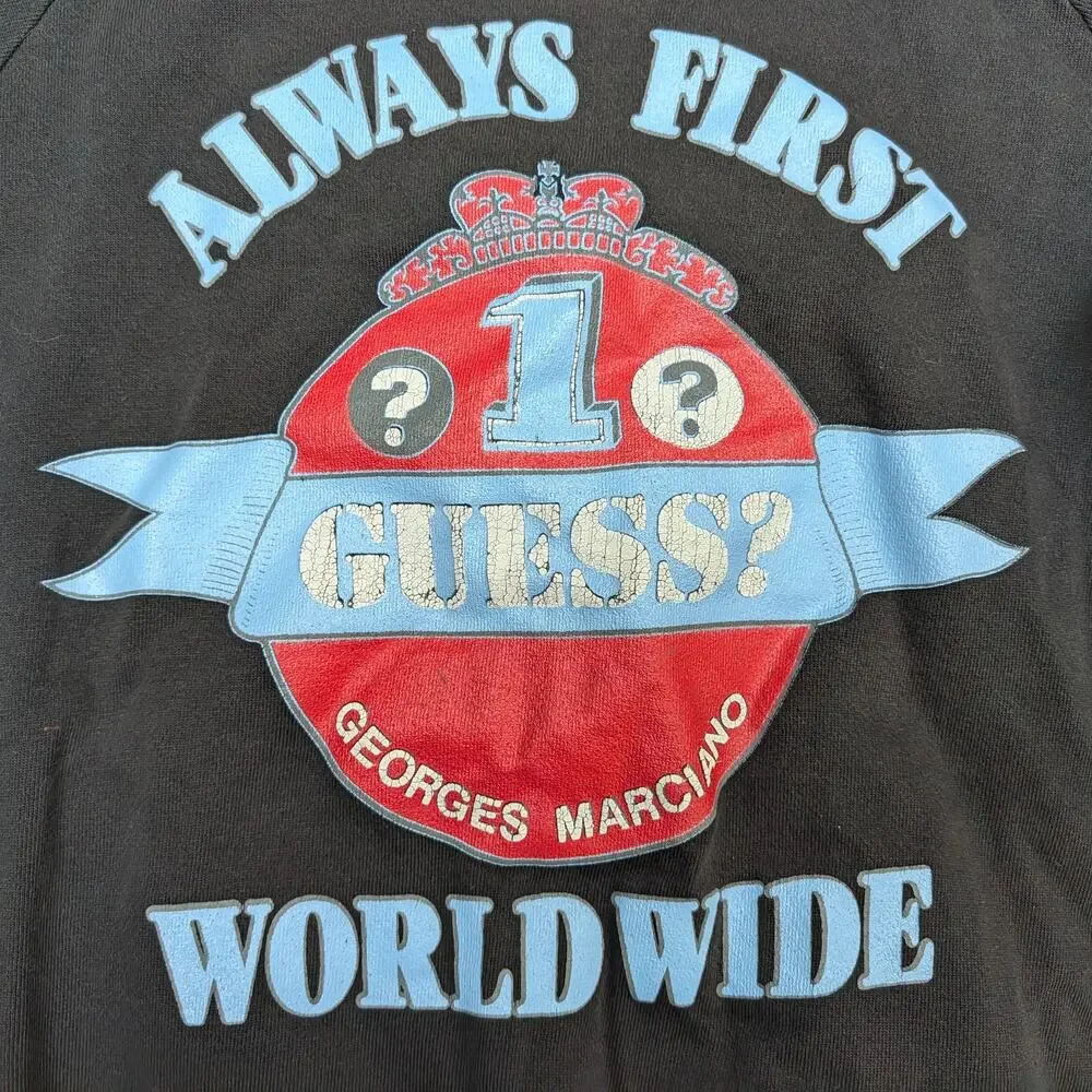 Vintage 90s Guess Georges Marciano Sweatshirt Large Black Made in USA Big Logo